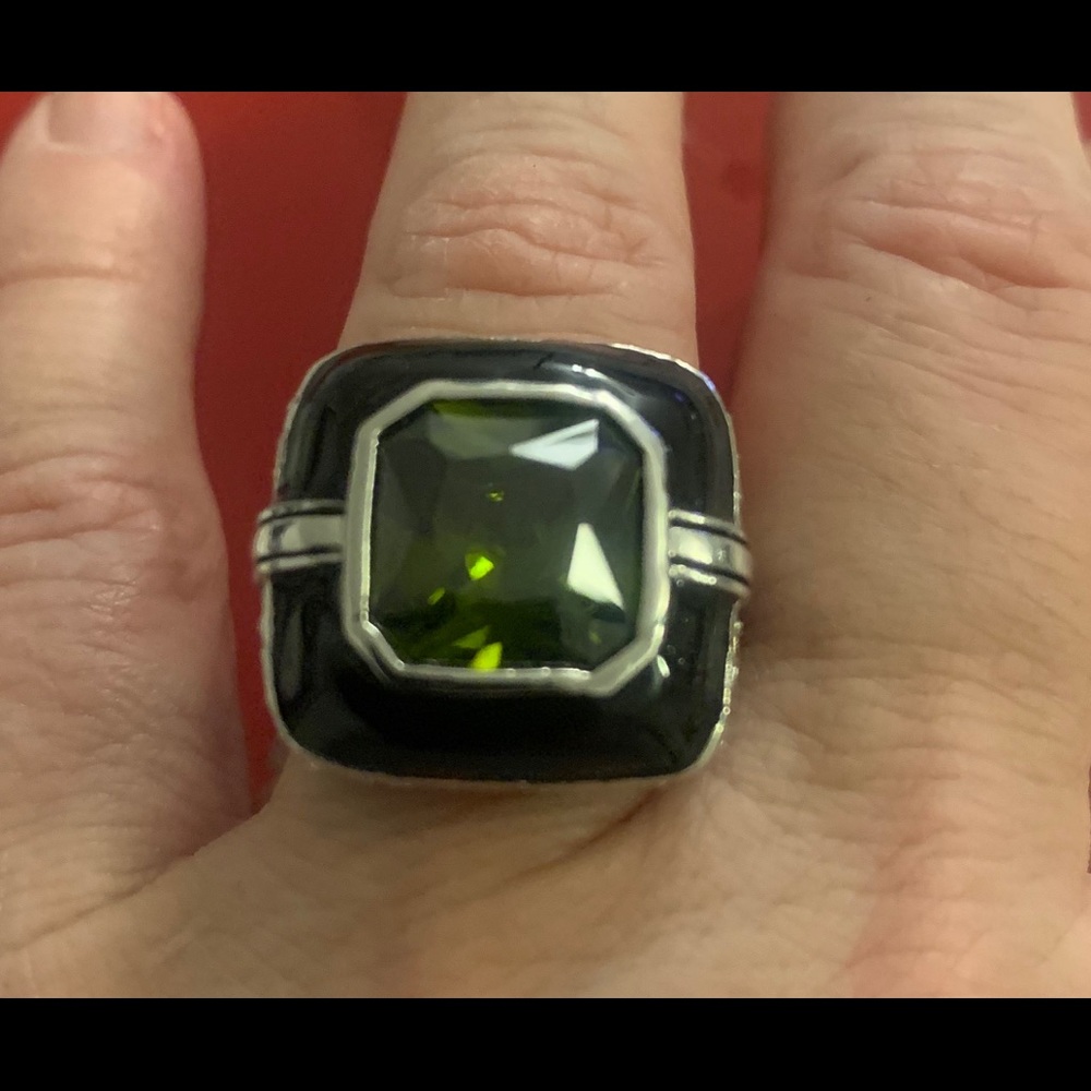 Beautiful black, silver and green ring!